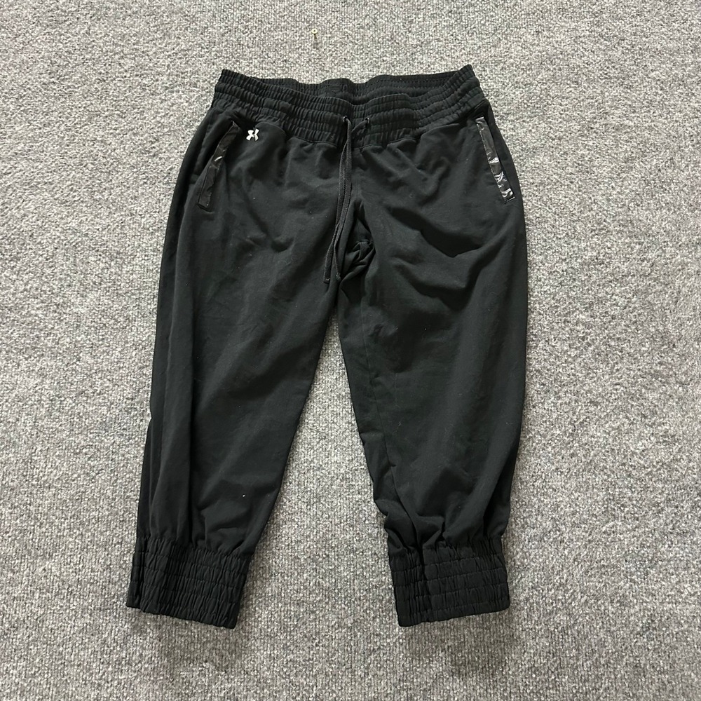 Under Armour Jogger Pants Womens Size Medium Black Allseasongear Cropped